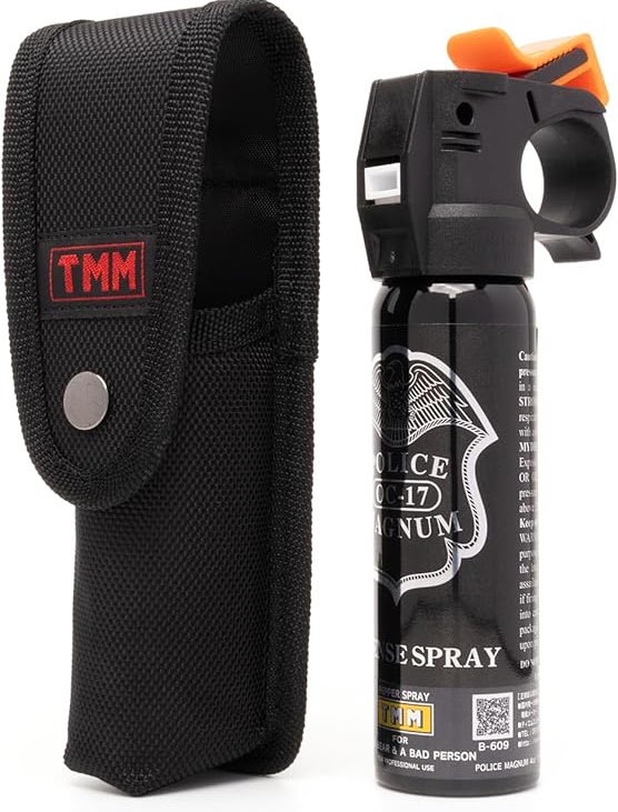 POLICE MAGNUM bear spray and black belt holster supplied with the rental